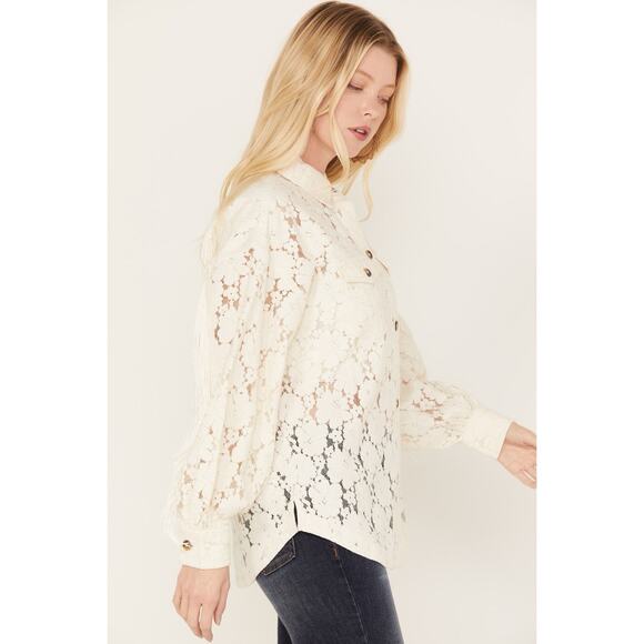 Shyanne NWT XS Lace Fringe Button-Down Shacket Cowgirl Western Stagecoach Rodeo - Picture 2 of 16
